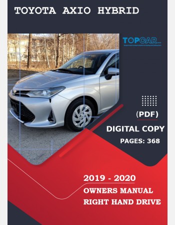 toyota axio hybrid 2019-2020 owners manual in english